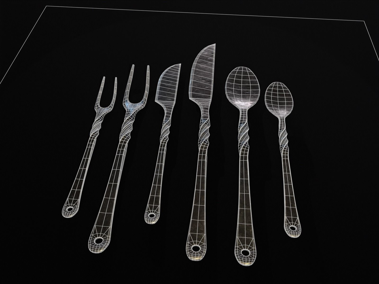 Iron Cutlery Set Low-poly 3D model_5