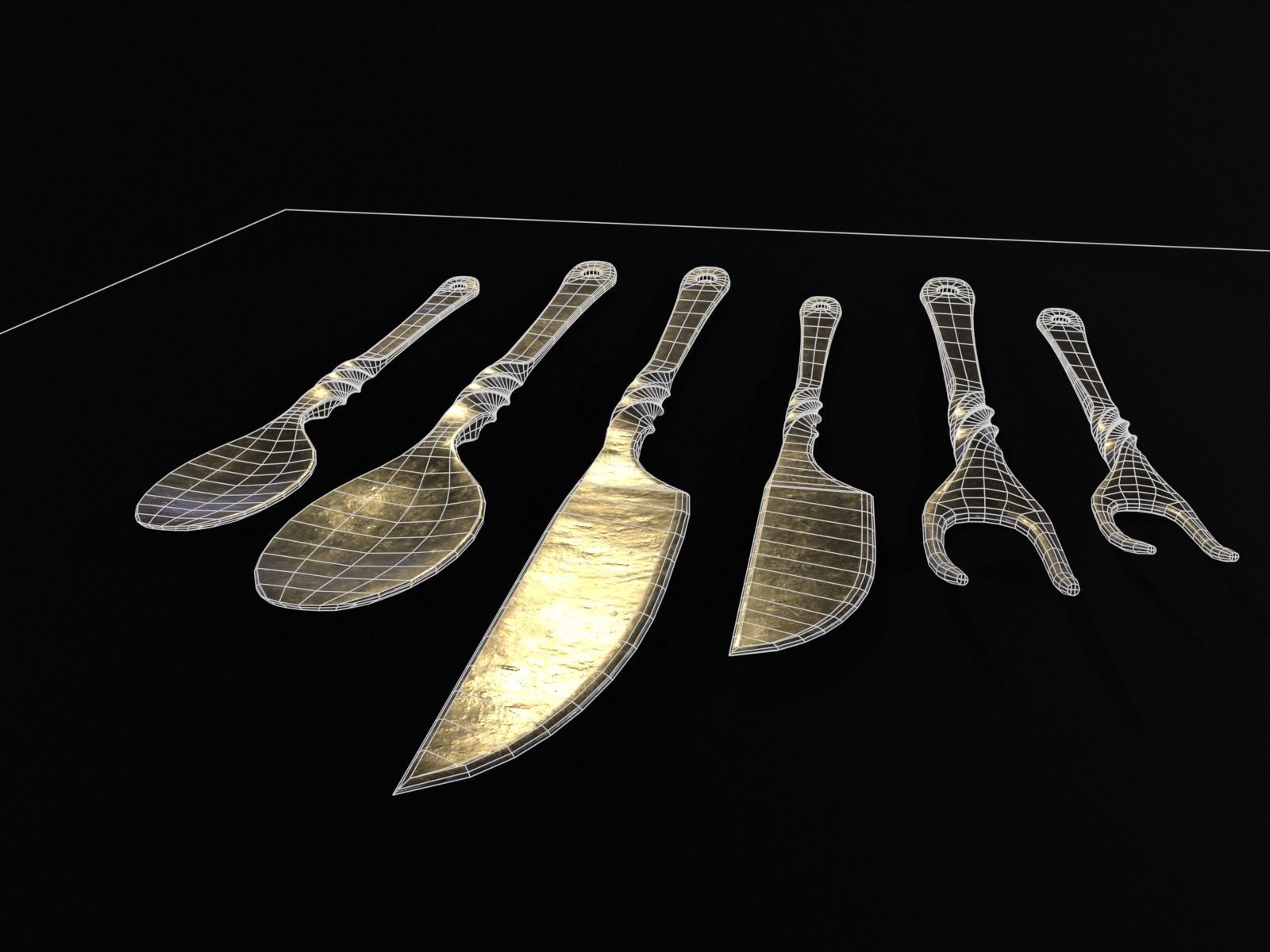 Iron Cutlery Set Low-poly 3D model_17