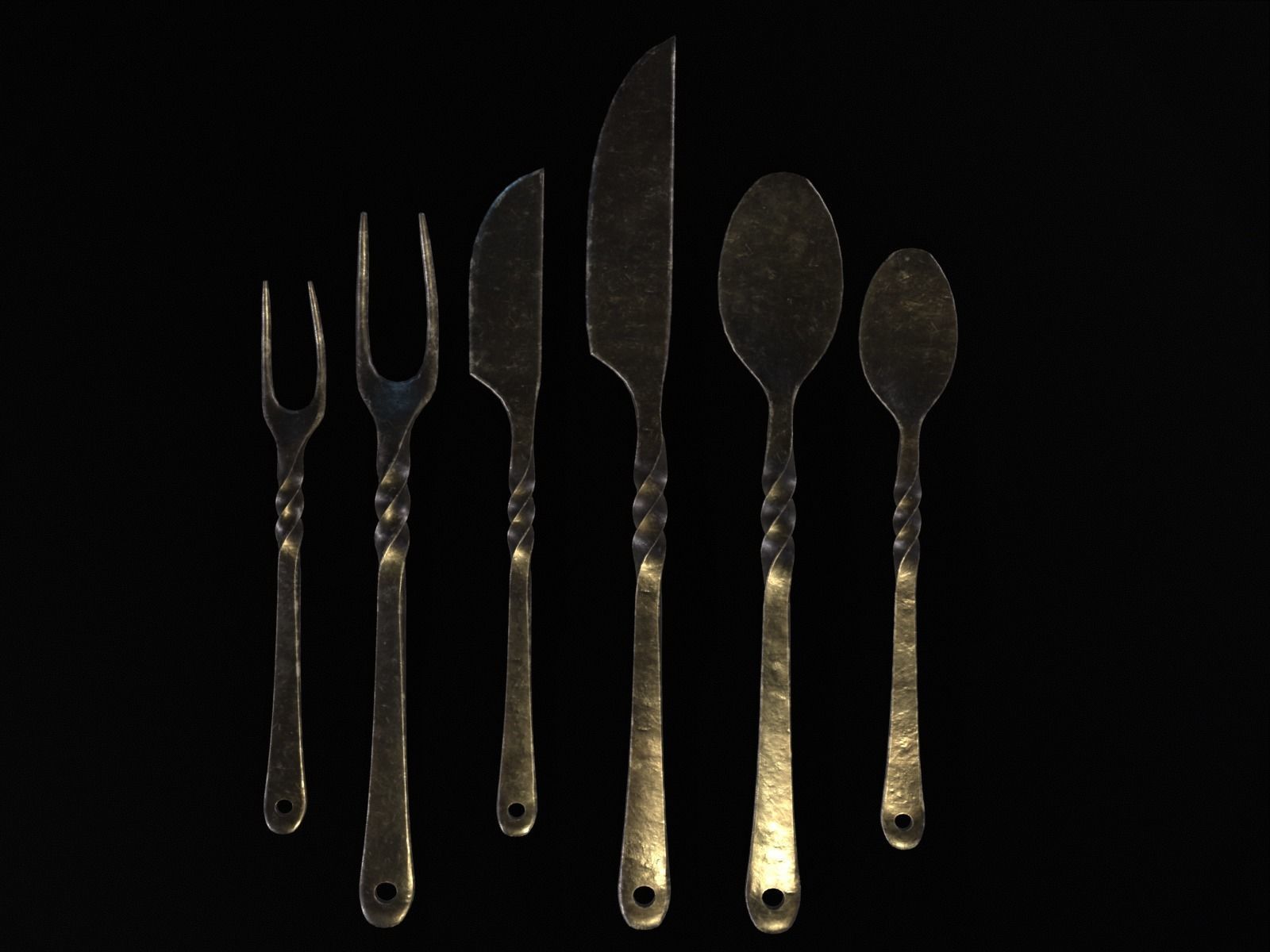 Iron Cutlery Set Low-poly 3D model_20