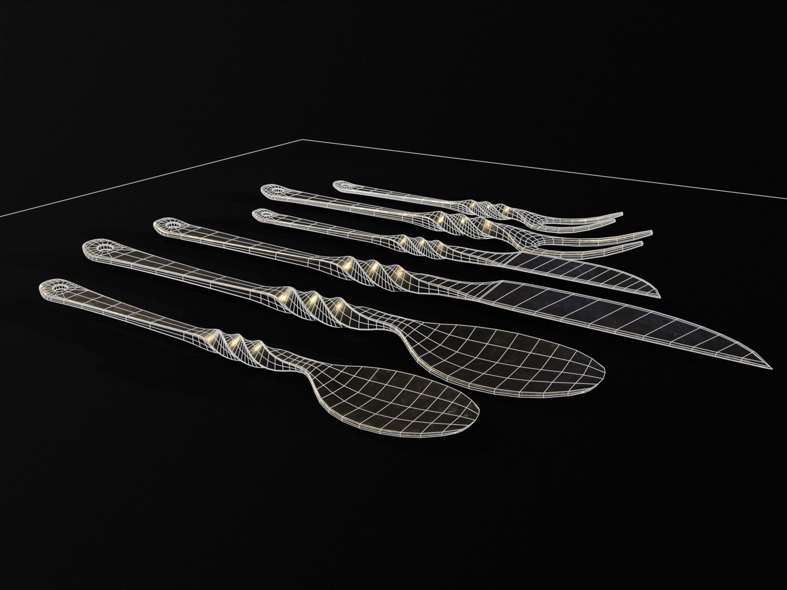 Iron Cutlery Set Low-poly 3D model_13