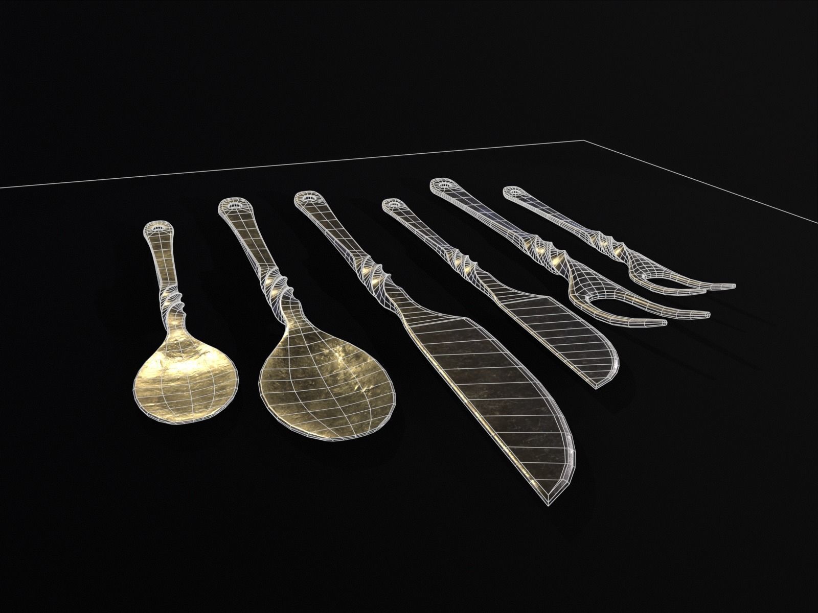 Iron Cutlery Set Low-poly 3D model_15