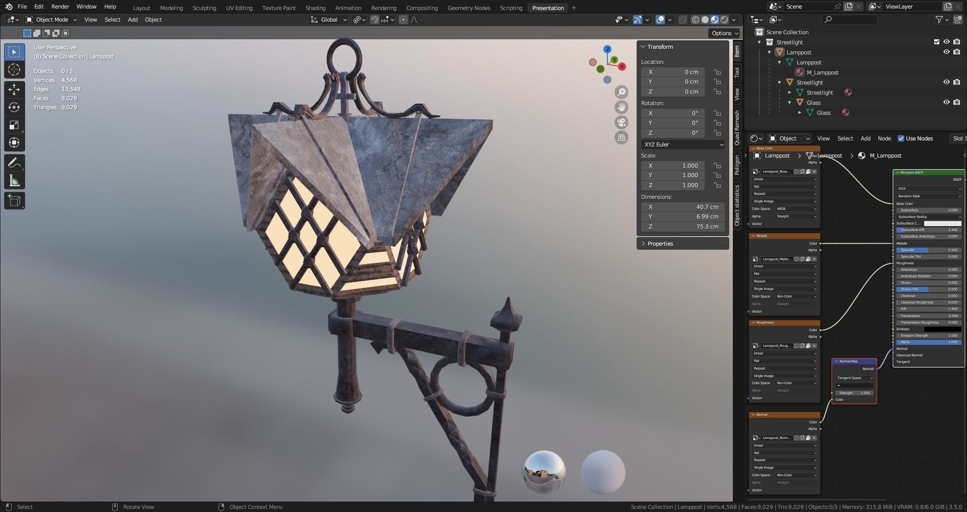 Streetlight Low-poly 3D model_17