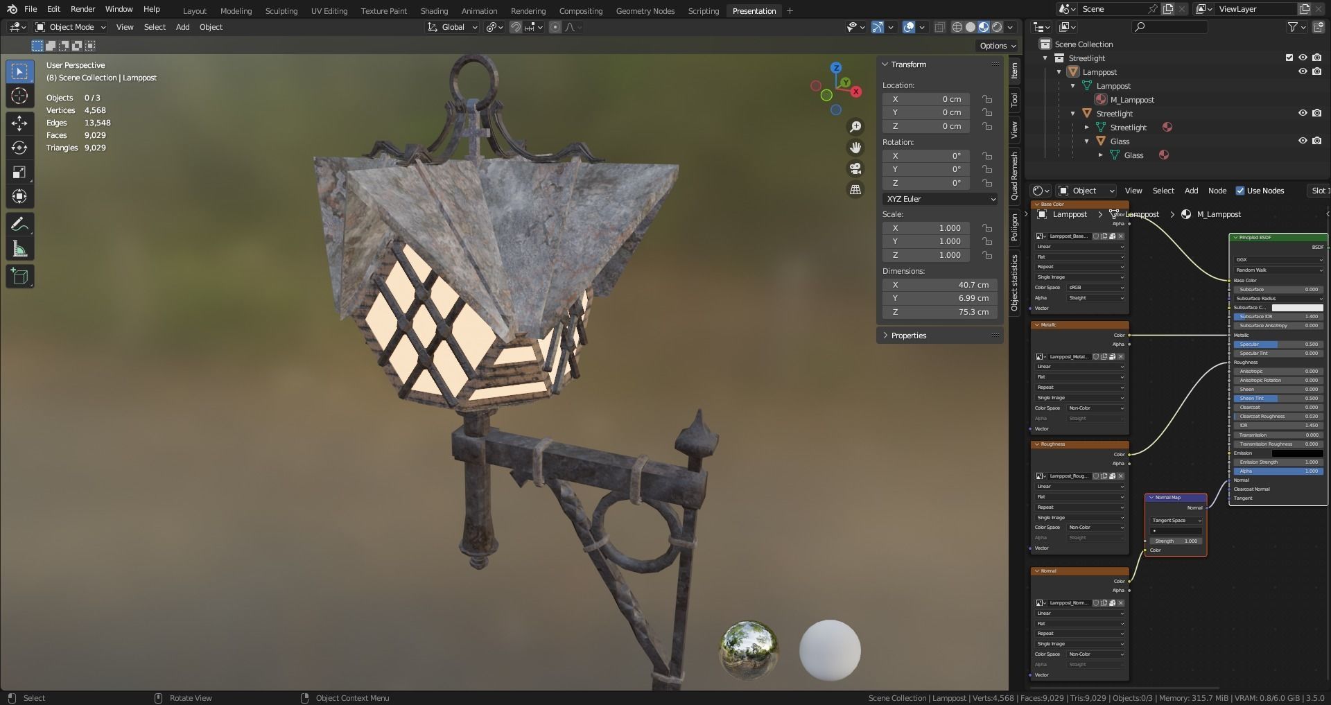 Streetlight Low-poly 3D model_14