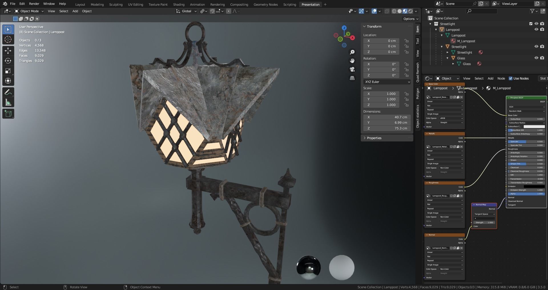 Streetlight Low-poly 3D model_15