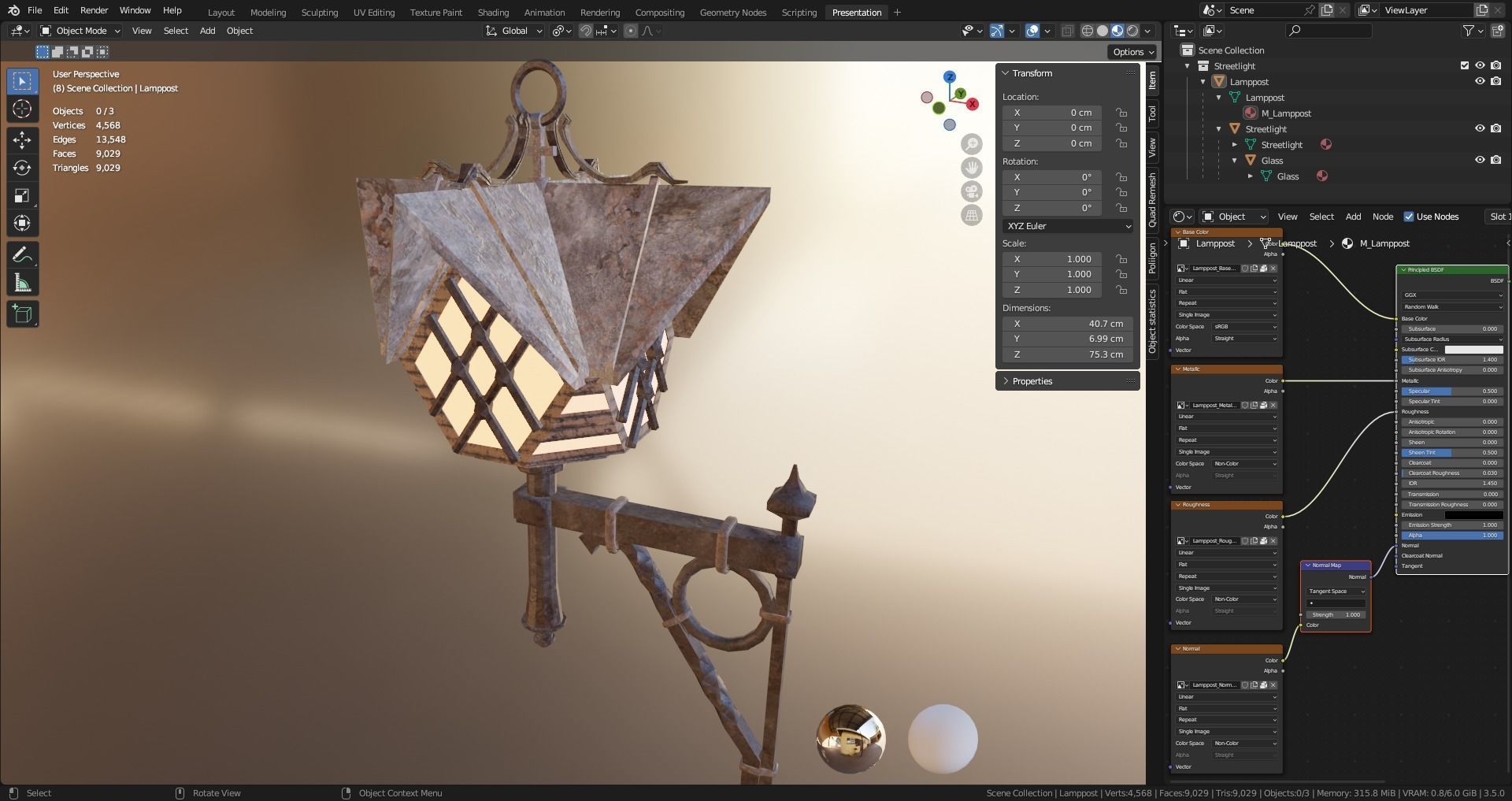 Streetlight Low-poly 3D model_16