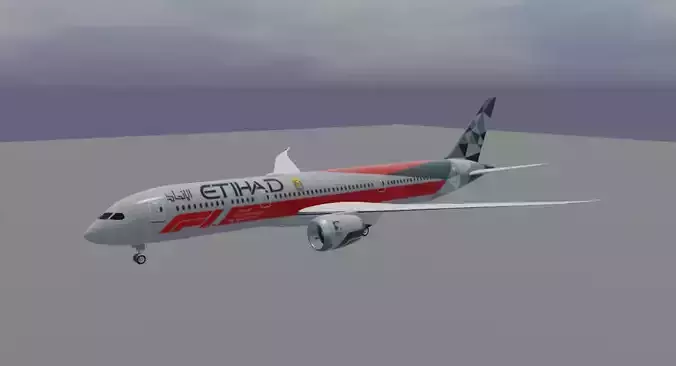 Etihad Airways Boeing 787-9 Formula 1 livery  Low-poly 3D model