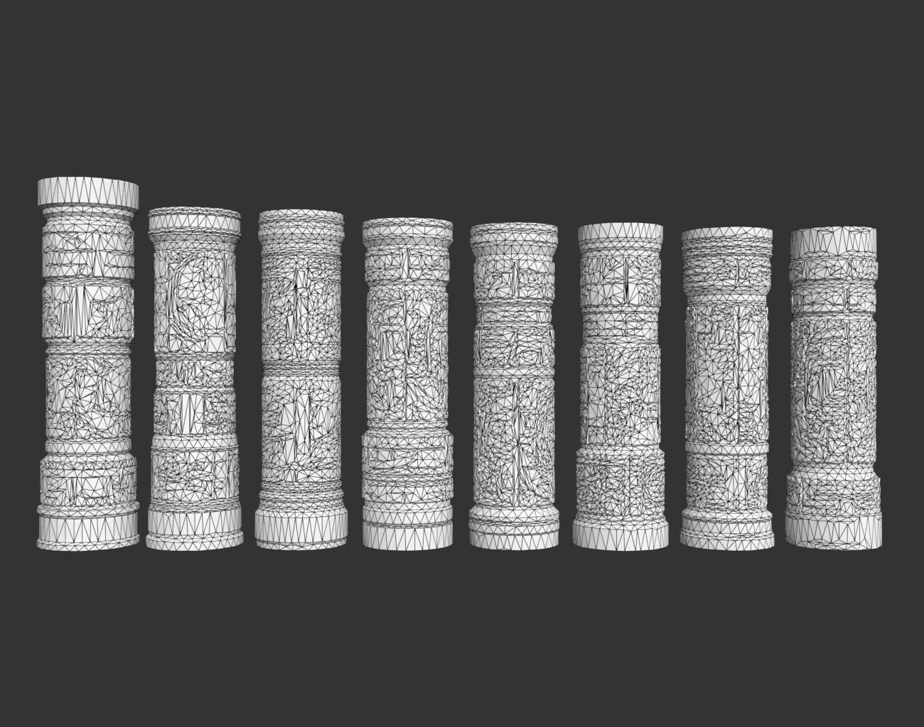 Low poly Black Mayan Temple Pillars 230812 Low-poly 3D model_2