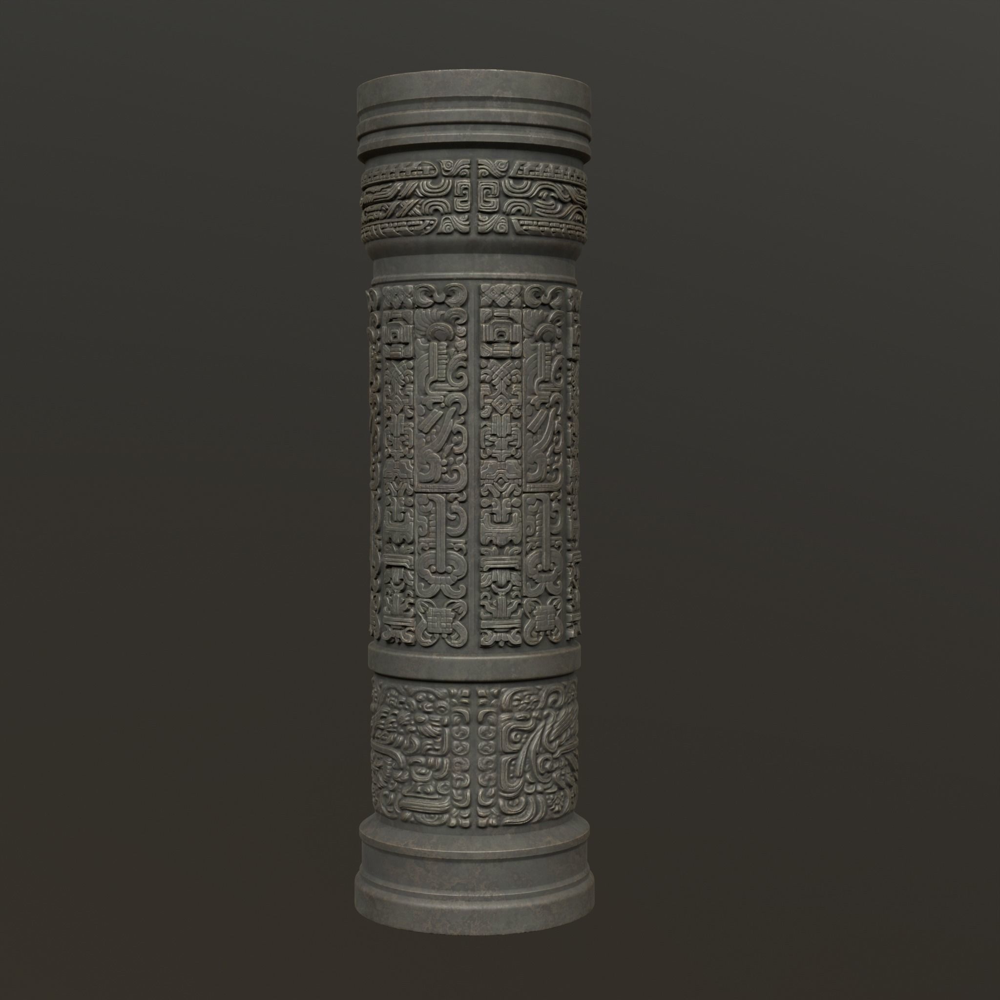 Low poly Black Mayan Temple Pillars 230812 Low-poly 3D model_19