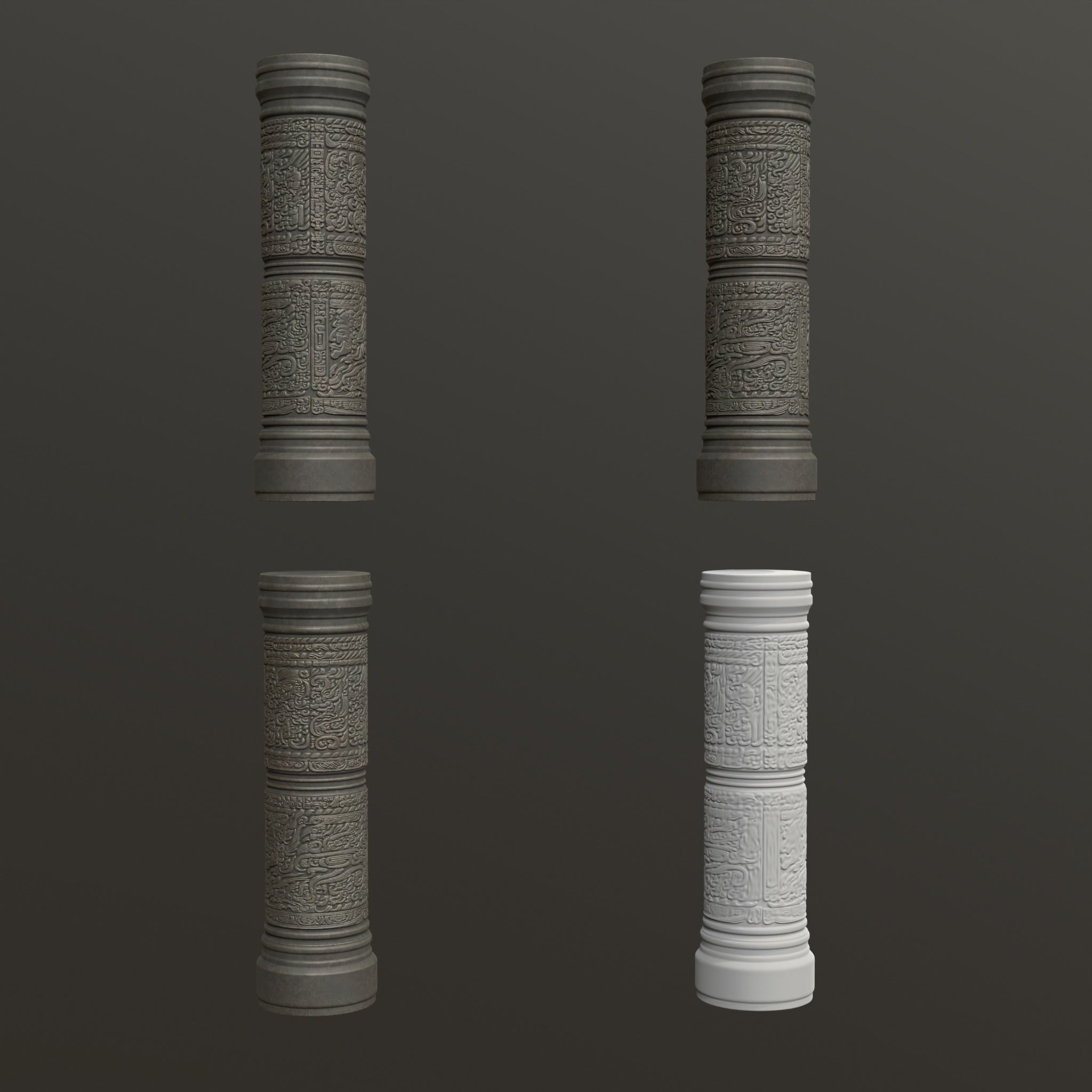 Low poly Black Mayan Temple Pillars 230812 Low-poly 3D model_14
