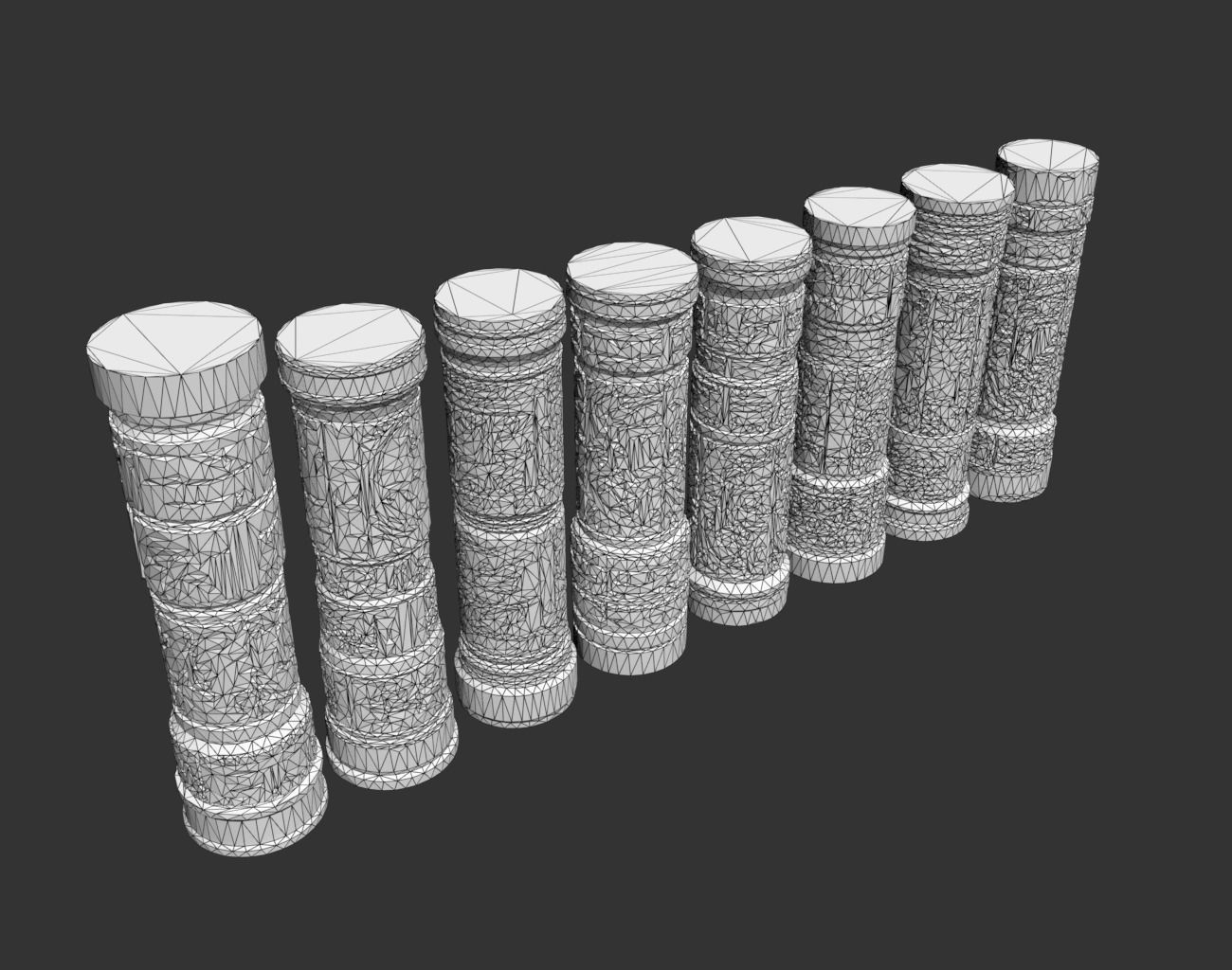 Low poly Black Mayan Temple Pillars 230812 Low-poly 3D model_3