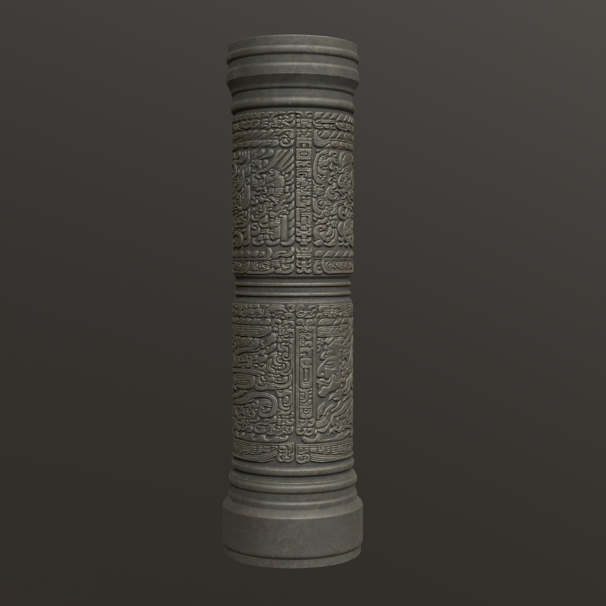 Low poly Black Mayan Temple Pillars 230812 Low-poly 3D model_13