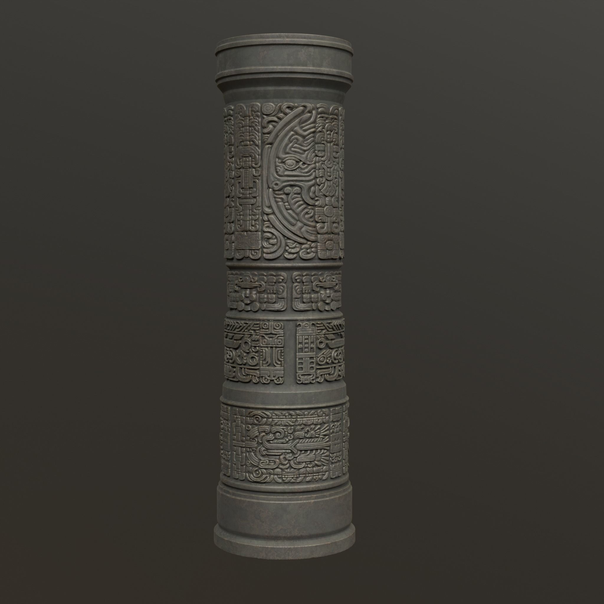 Low poly Black Mayan Temple Pillars 230812 Low-poly 3D model_15