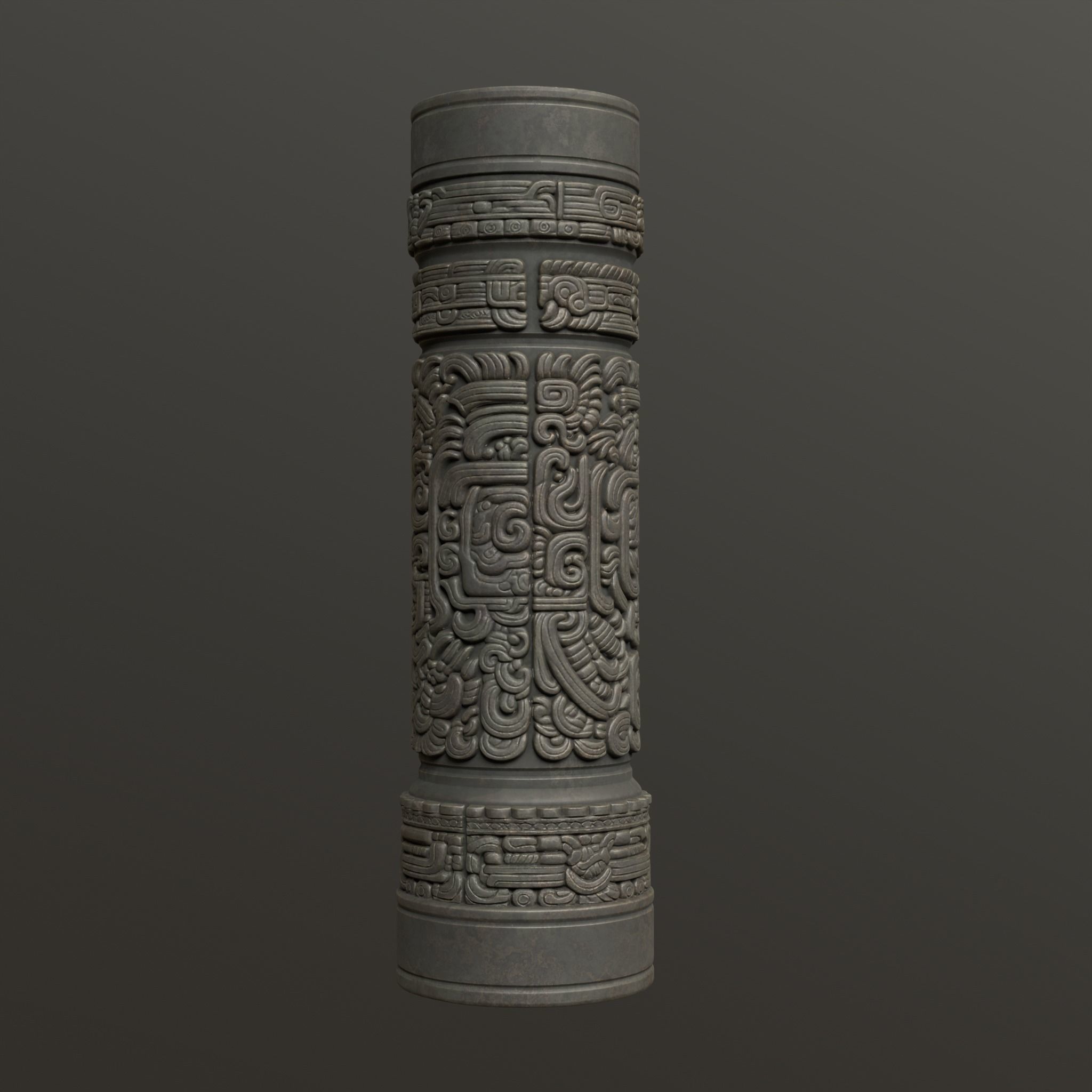Low poly Black Mayan Temple Pillars 230812 Low-poly 3D model_5