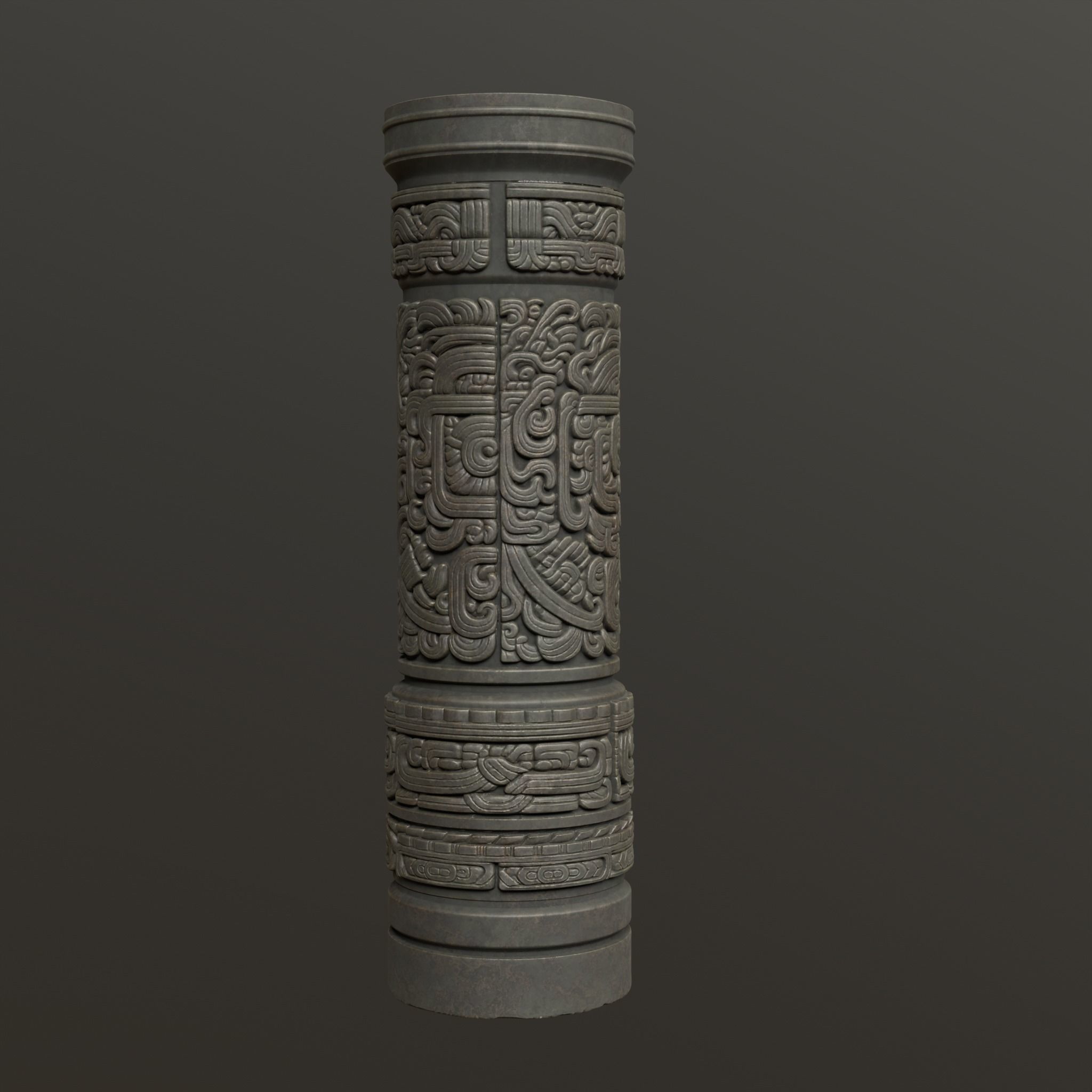 Low poly Black Mayan Temple Pillars 230812 Low-poly 3D model_9