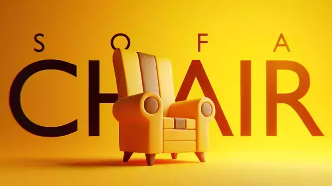 Stylized Cartoon Lounge Chair - Low Poly 3D Model