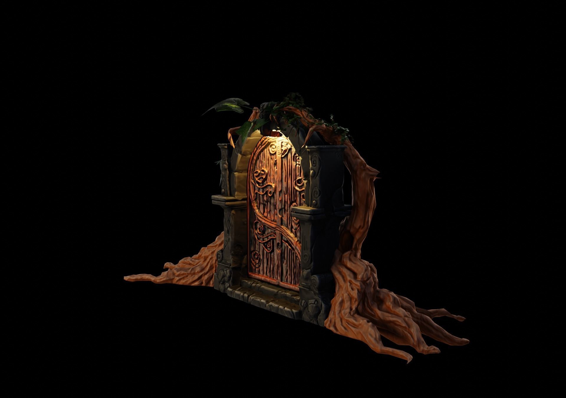 Stylized door gateway Low-poly 3D model_3