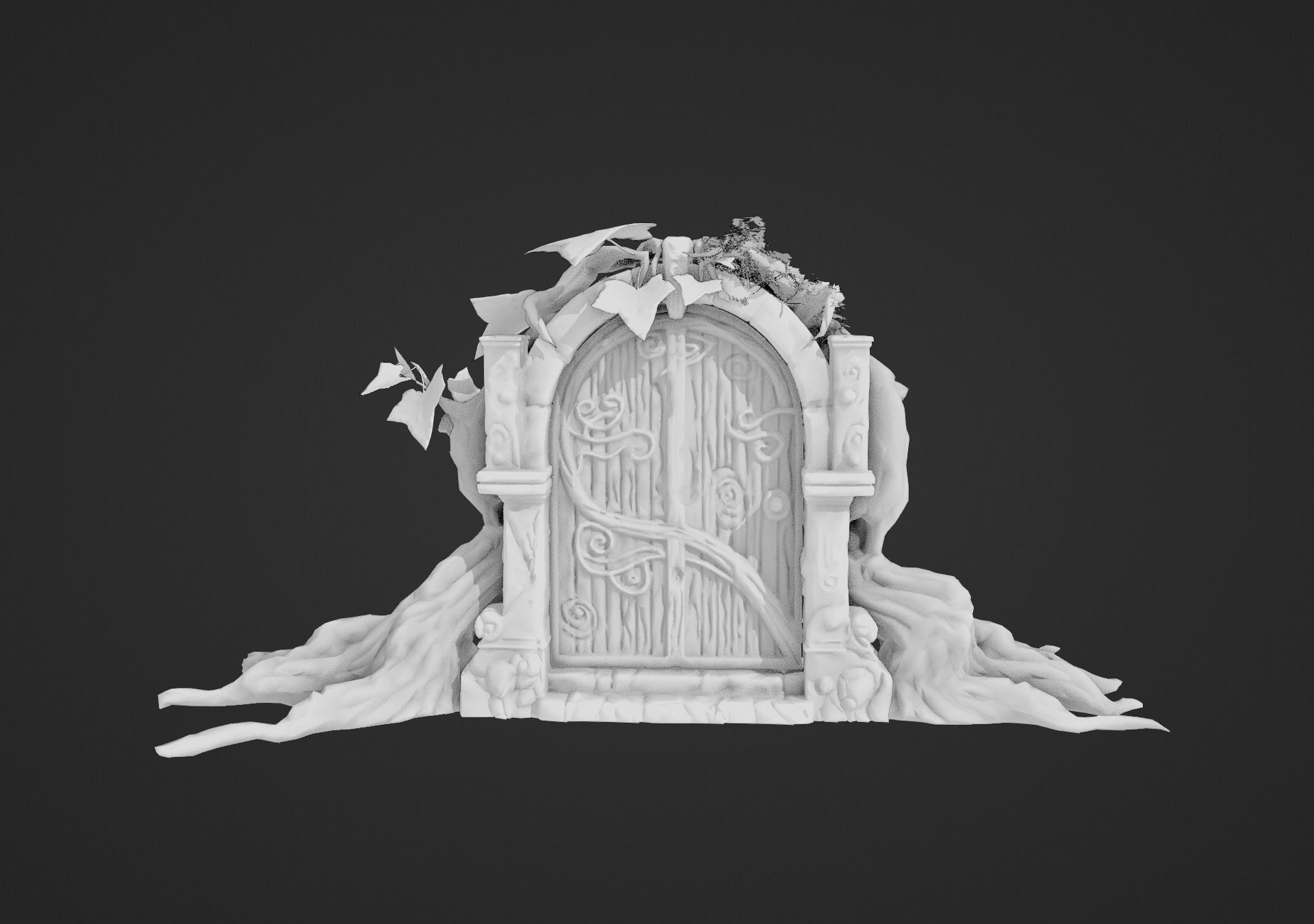Stylized door gateway Low-poly 3D model_1