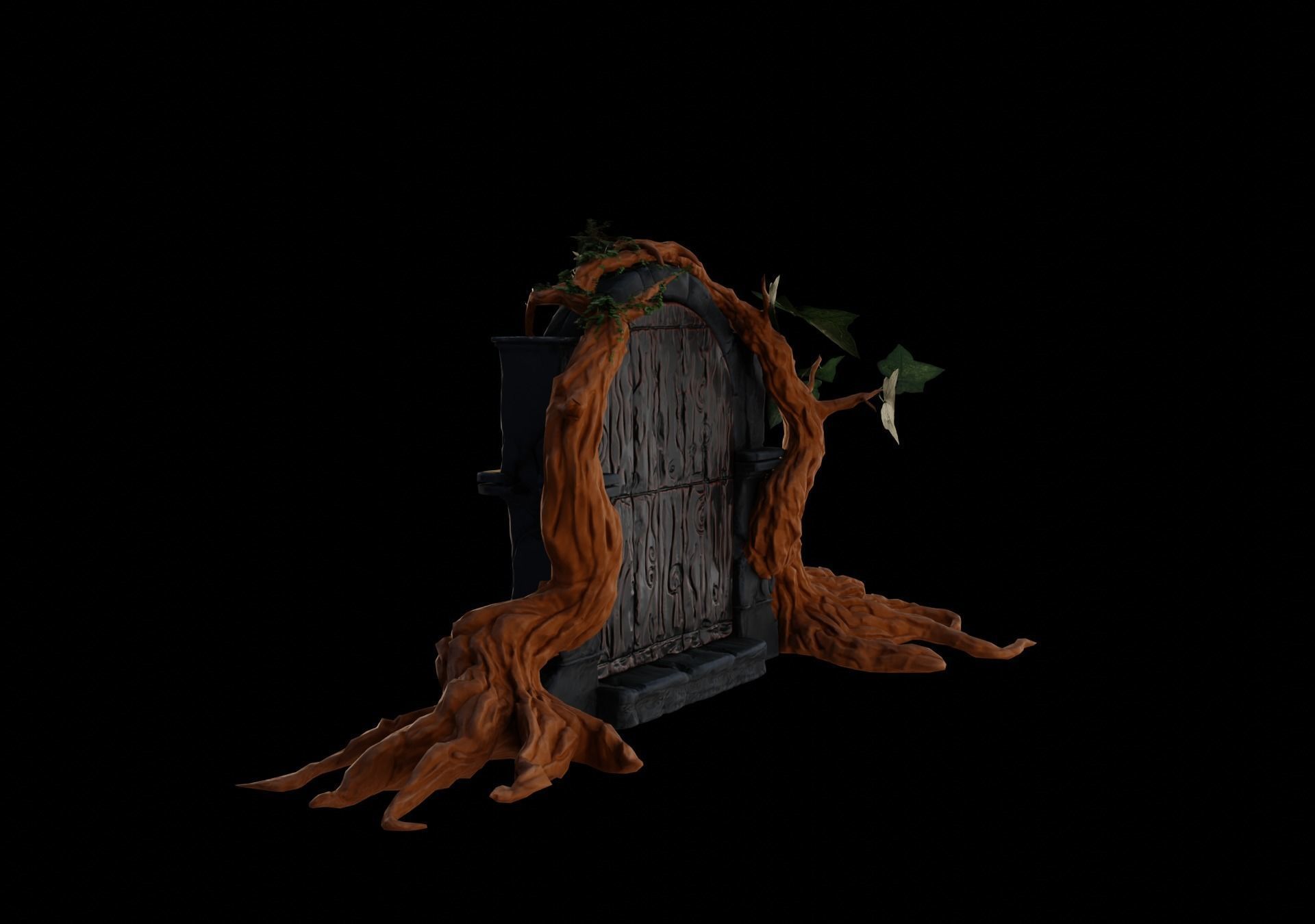 Stylized door gateway Low-poly 3D model_4