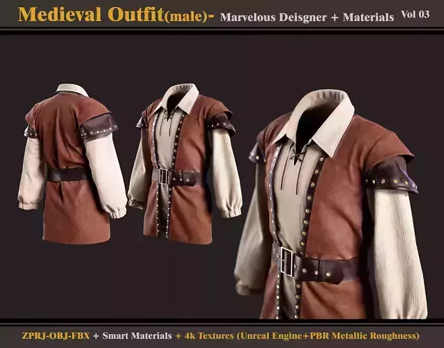 Medieval Outfit-MALE-zprj-fbx-obj-material