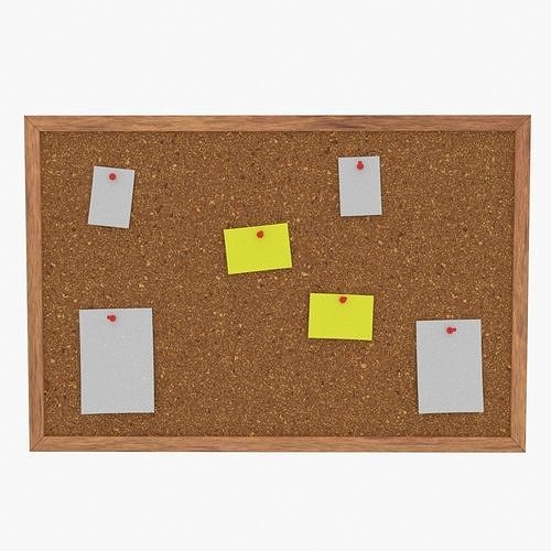 Game Ready Office Corkboard with Push Pins PBR Low-poly 3D model
