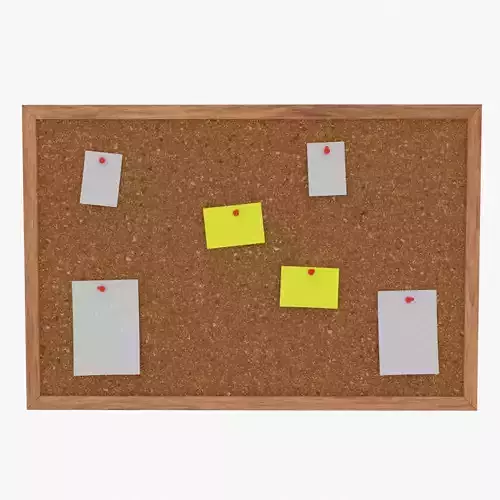 Game Ready Office Corkboard with Push Pins PBR Low-poly 3D model
