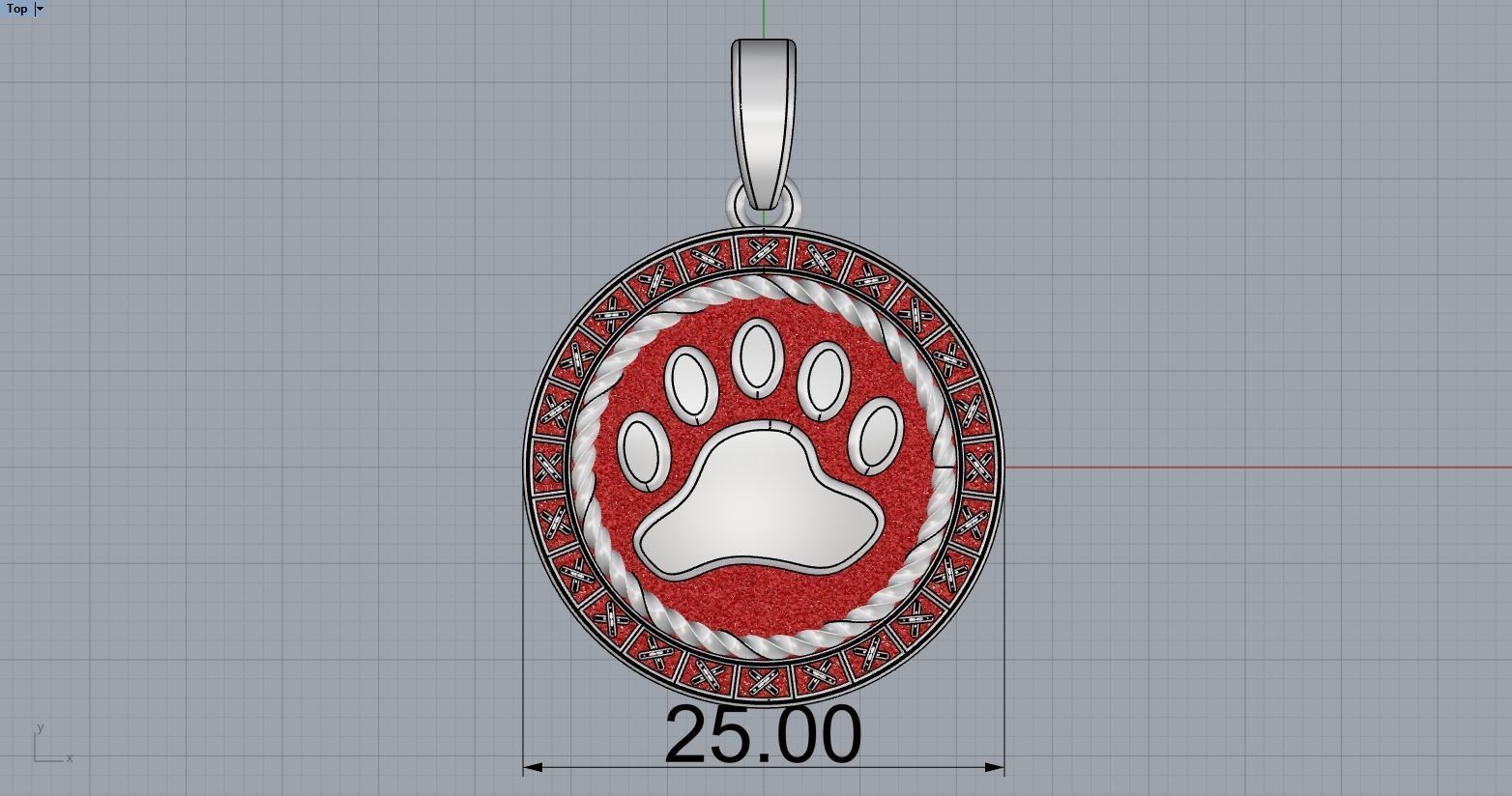 Paw pendant model 490 3D print model_8