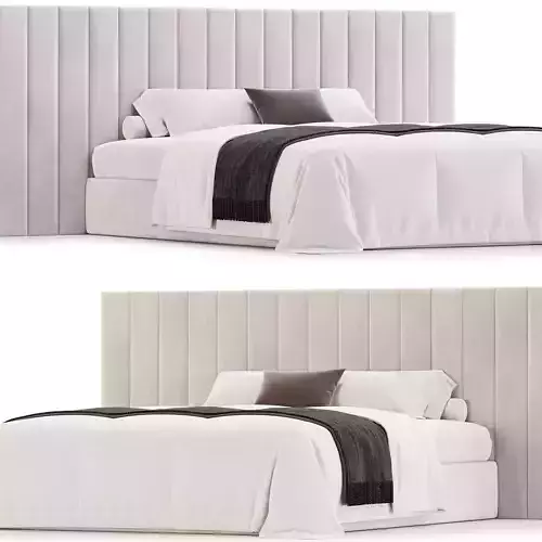 Striped Panels Headboard Bed 3D model