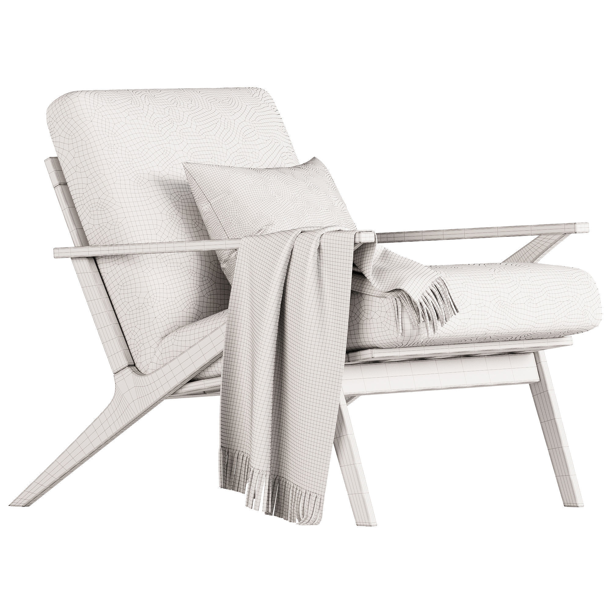 Cavett Wood Frame Armchair by Crate  3D model_4