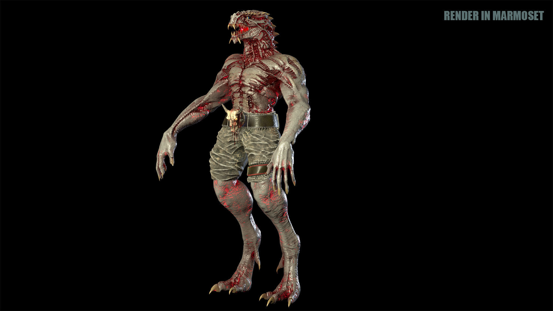 Dragon Mutant Low-poly 3D model_10