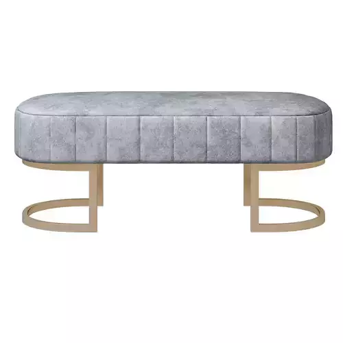Safina Velvet Hallway Bench in Silver Grey with Gold Legs