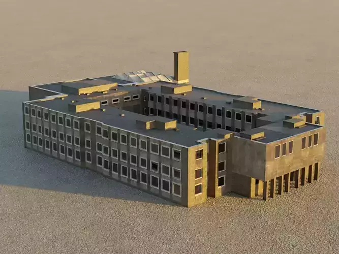 School gymnasium Low-poly 3D model
