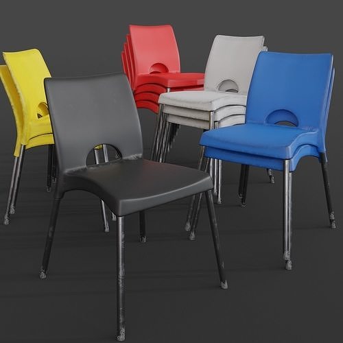 Stackable Plastic Chair Low-poly 3D model