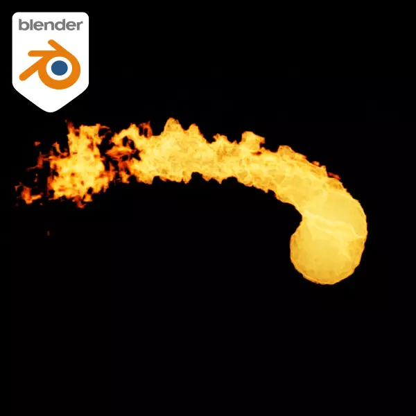 Blender - Fire Follow Path or Circle - Fire and Smoke Simulation 3D model_0