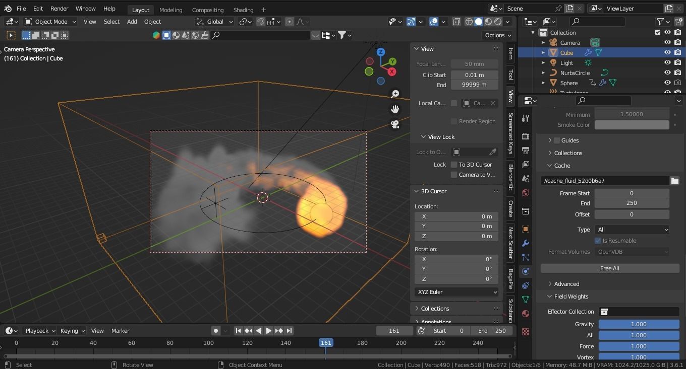 Blender - Fire Follow Path or Circle - Fire and Smoke Simulation 3D model_3