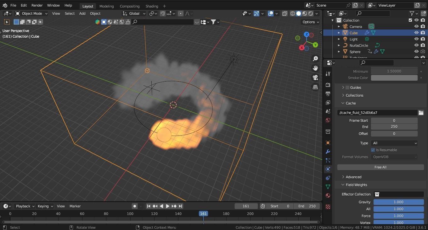 Blender - Fire Follow Path or Circle - Fire and Smoke Simulation 3D model_5