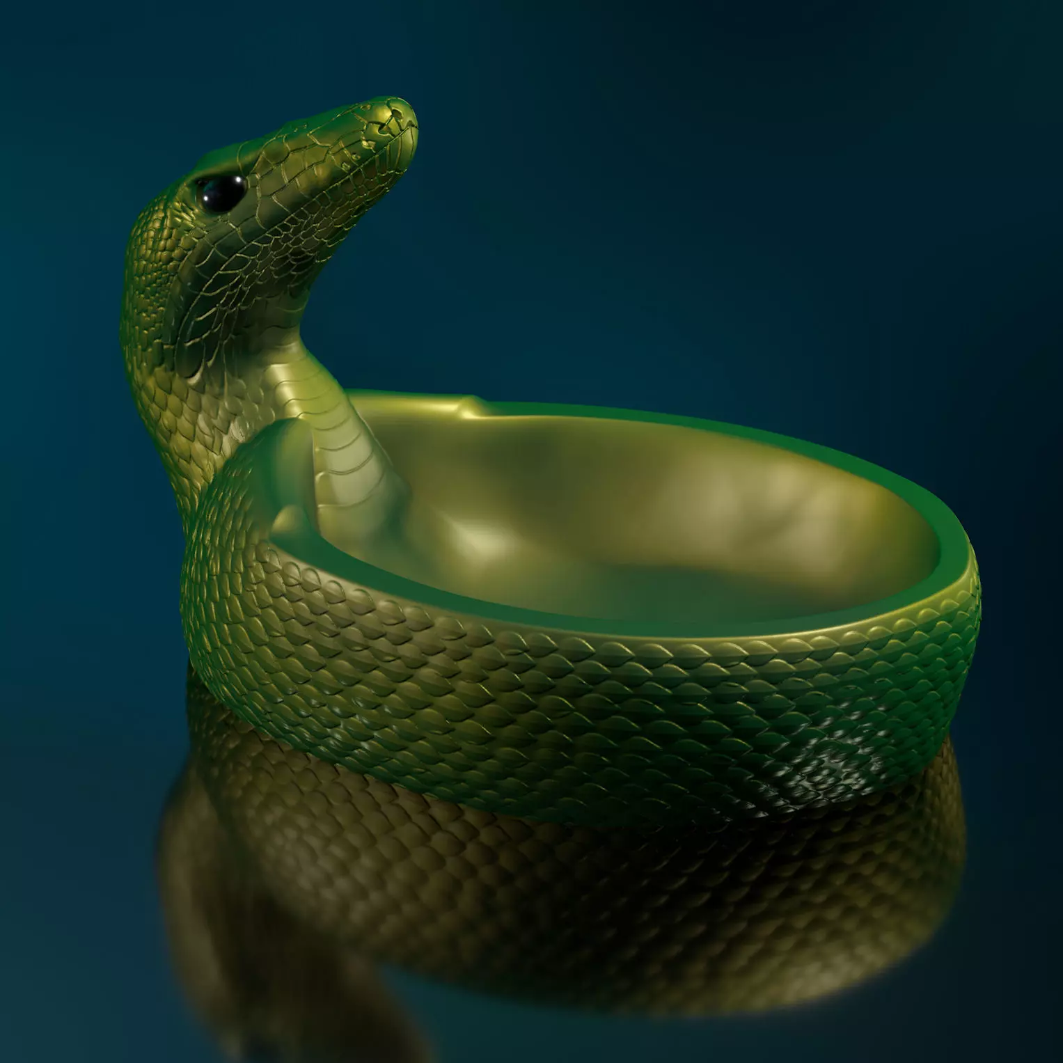 Snake Motif Container -STL 3D Print Model High-Polygon 3D print model_0