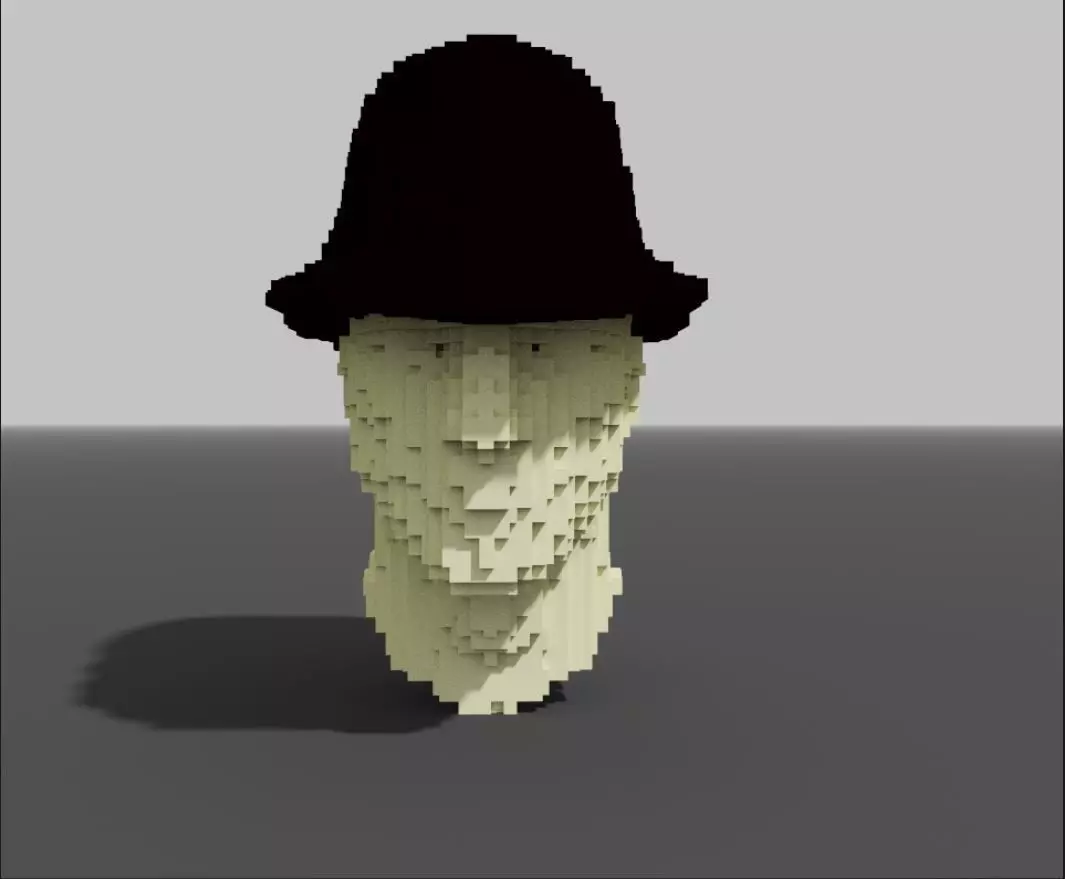 Voxel head with hat 3D model_0