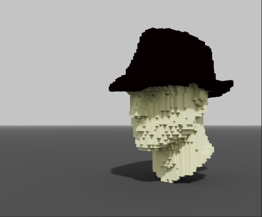 Voxel head with hat 3D model_2