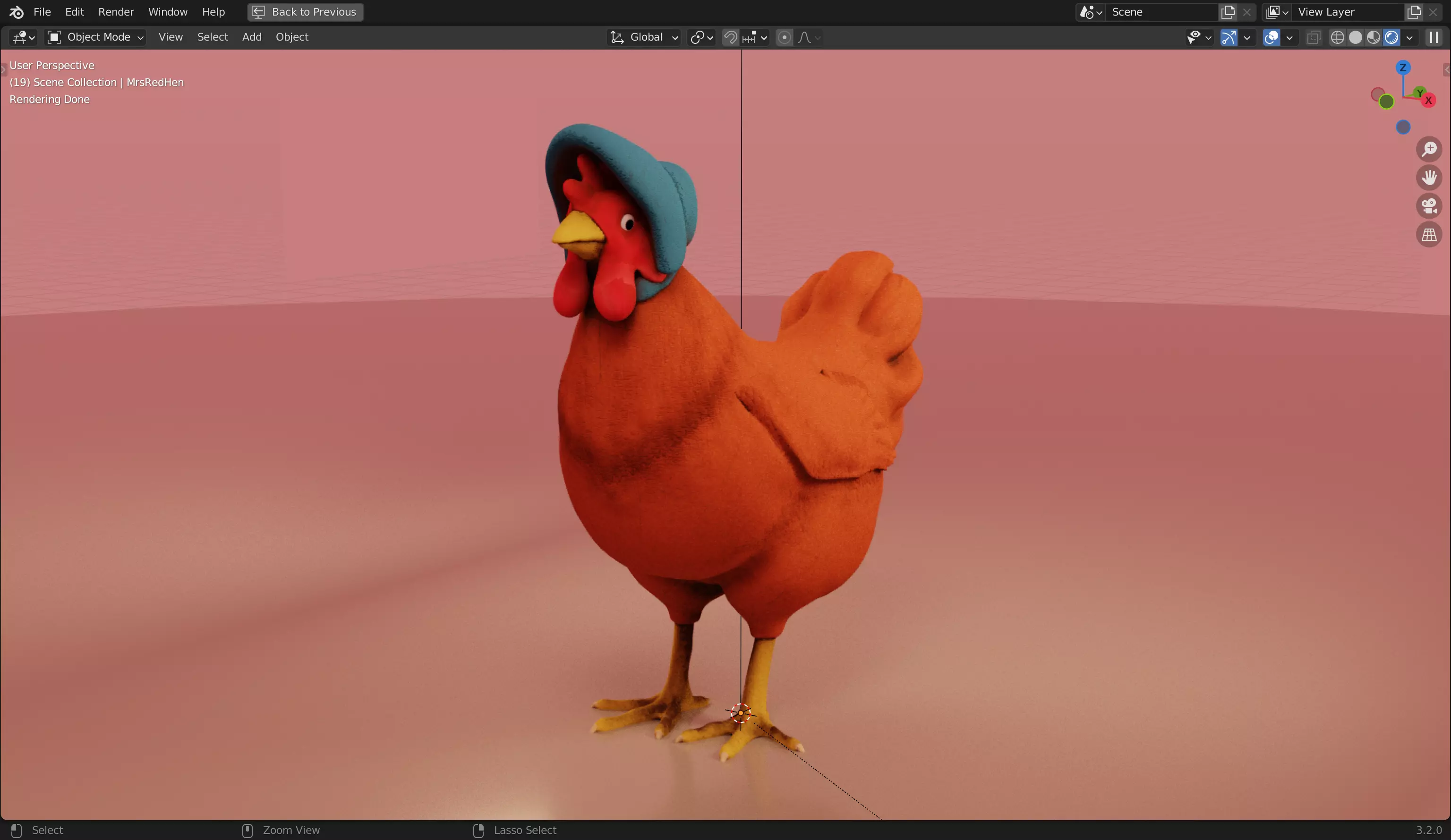 Charming Mrs Red Hen 3D Model from The Adventures of Peter Wheat Low-poly 3D model_0