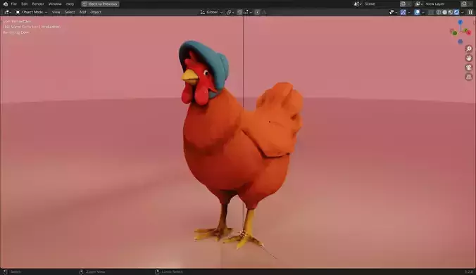 Charming Mrs Red Hen 3D Model from The Adventures of Peter Wheat Low-poly 3D model