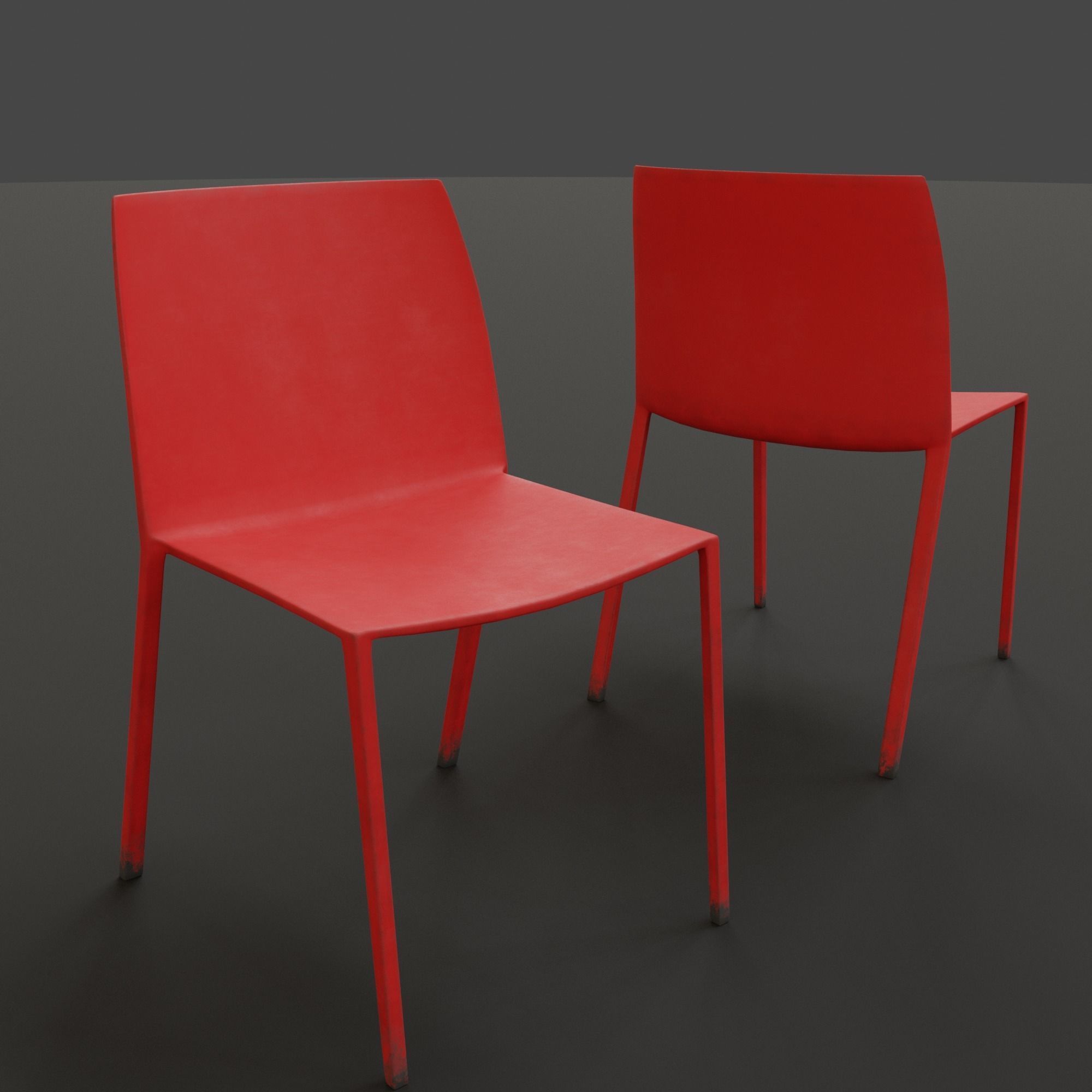Stackable Plastic Chair Low-poly 3D model_8