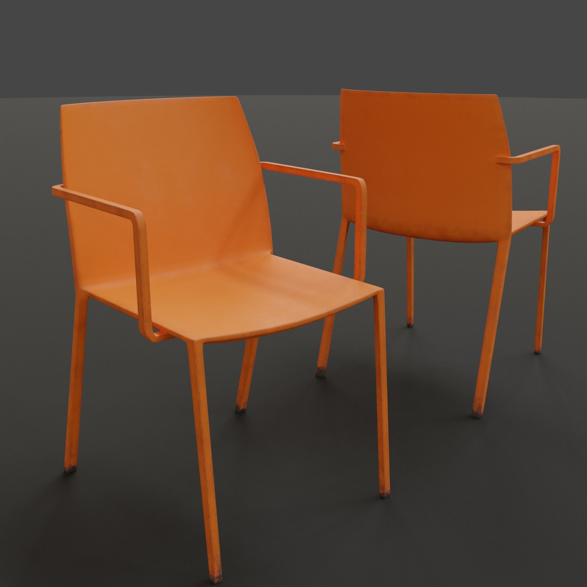Stackable Plastic Chair Low-poly 3D model_14