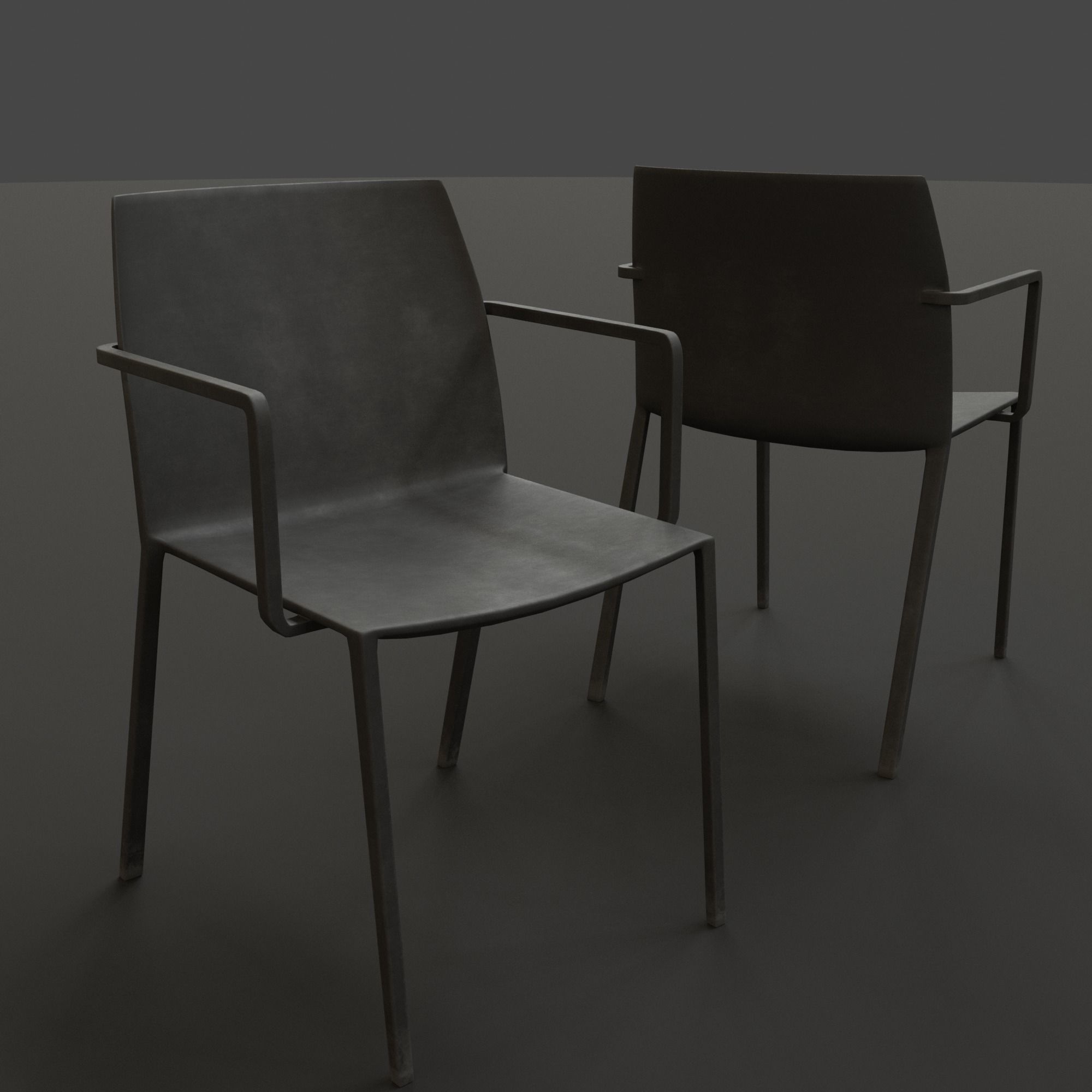 Stackable Plastic Chair Low-poly 3D model_11