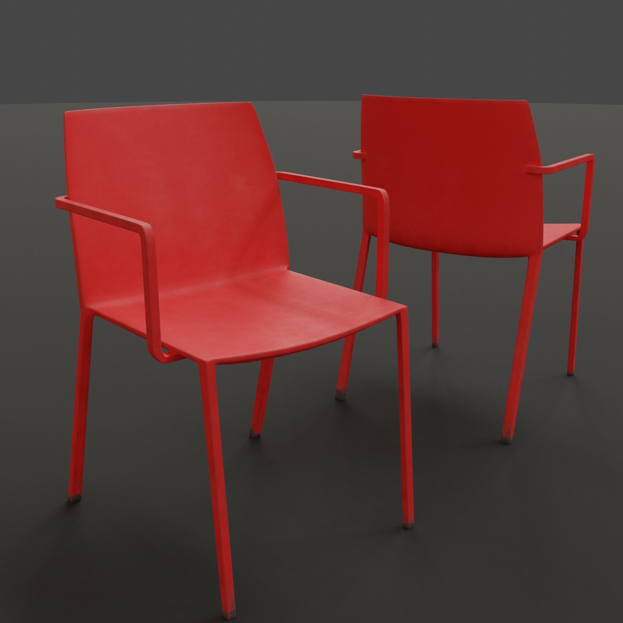 Stackable Plastic Chair Low-poly 3D model_16