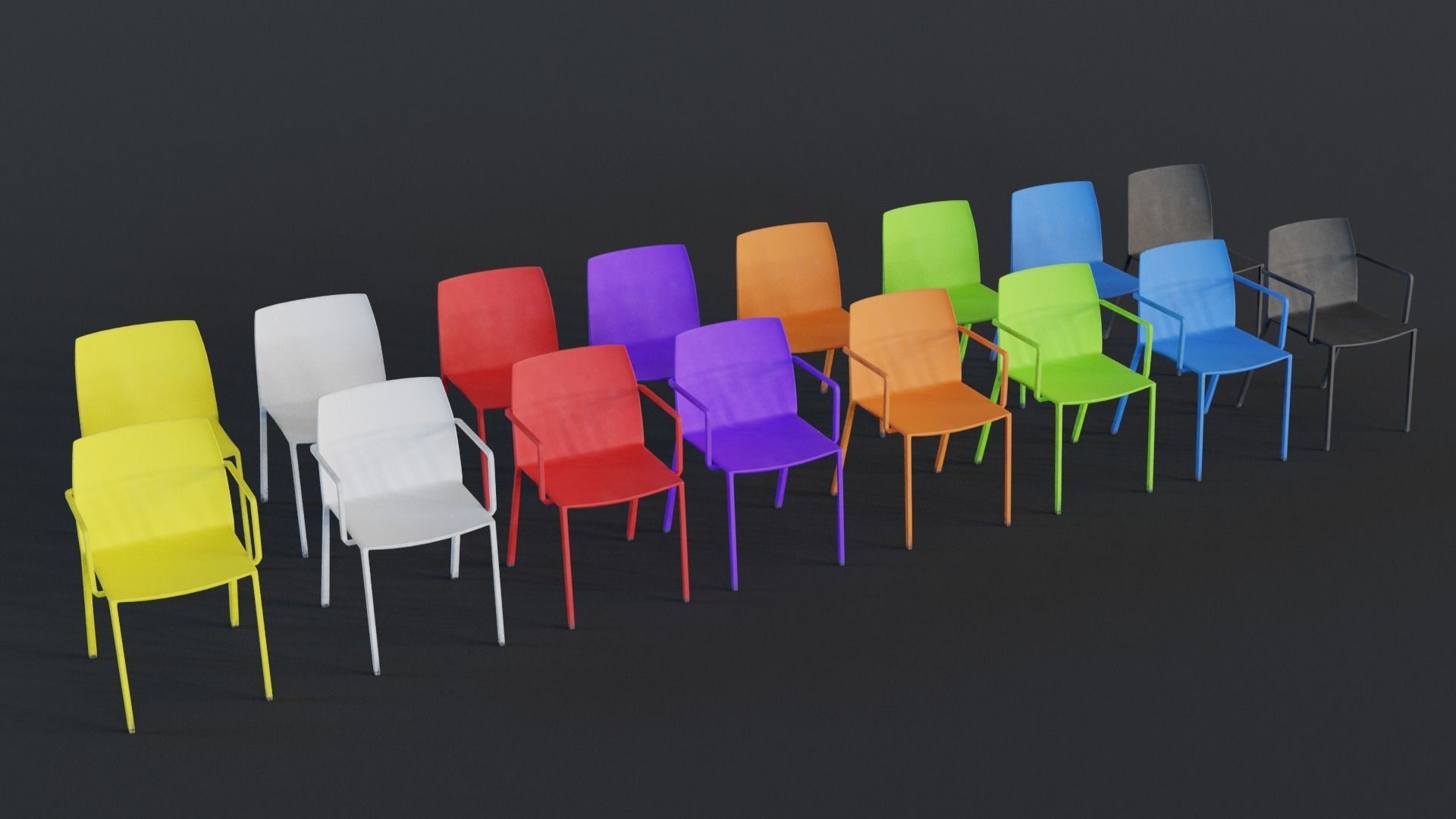 Stackable Plastic Chair Low-poly 3D model_1