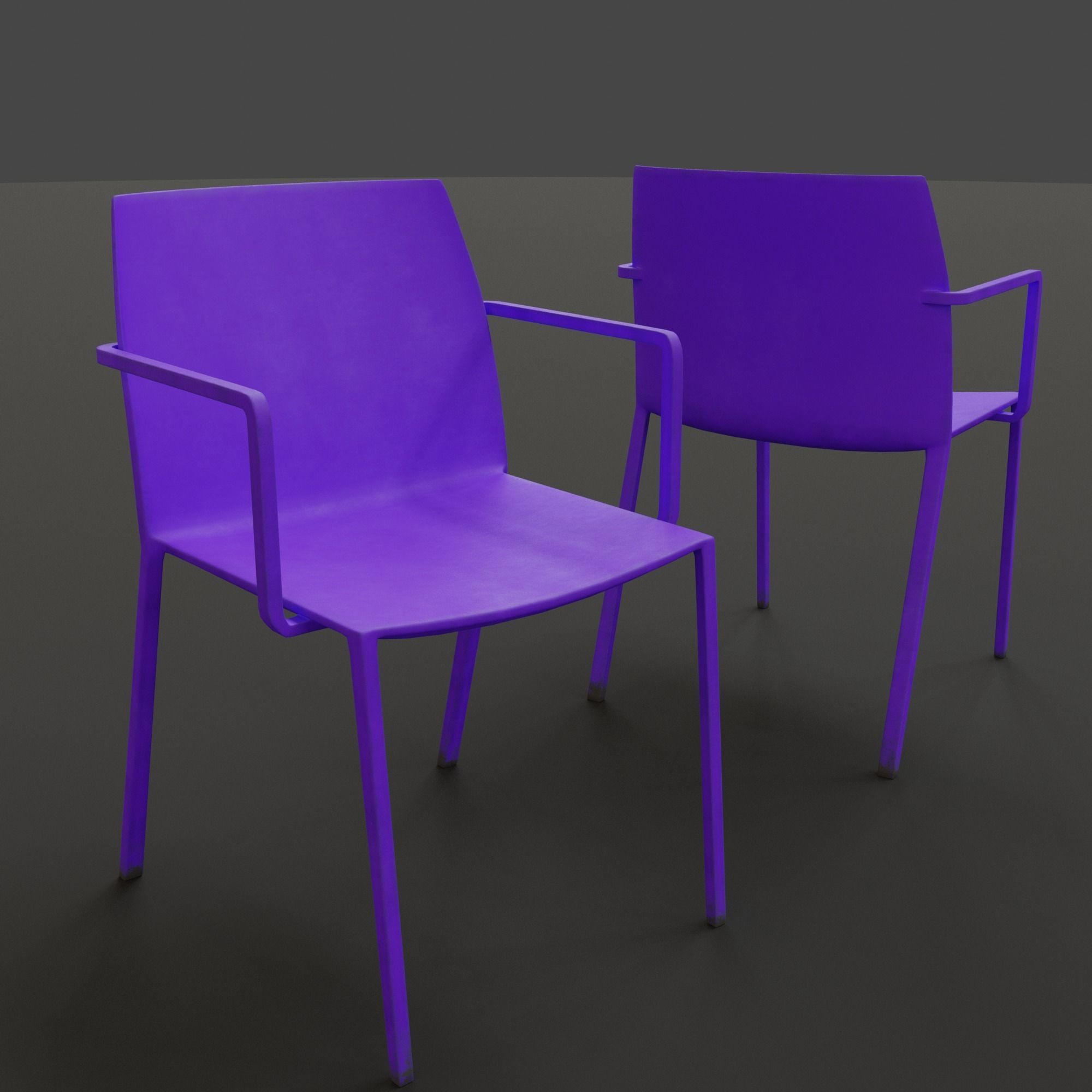 Stackable Plastic Chair Low-poly 3D model_15