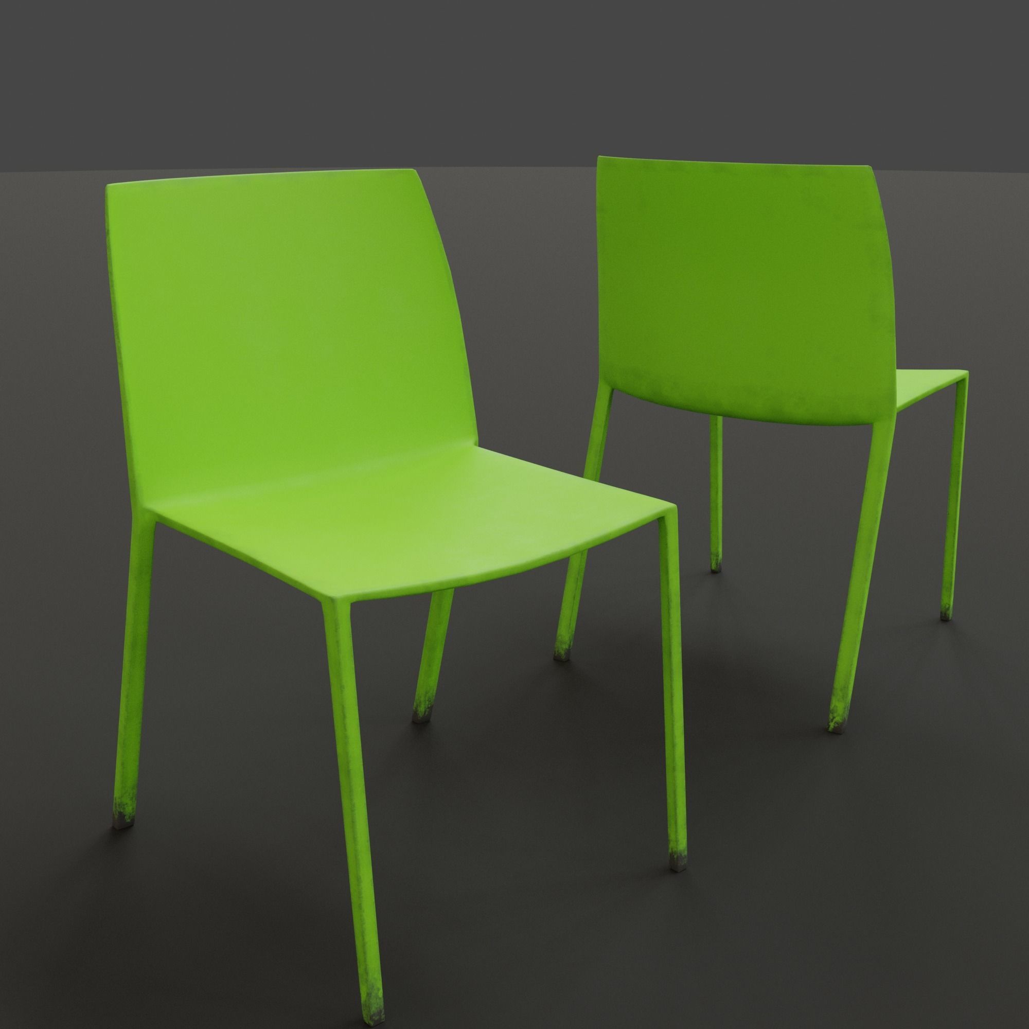 Stackable Plastic Chair Low-poly 3D model_5