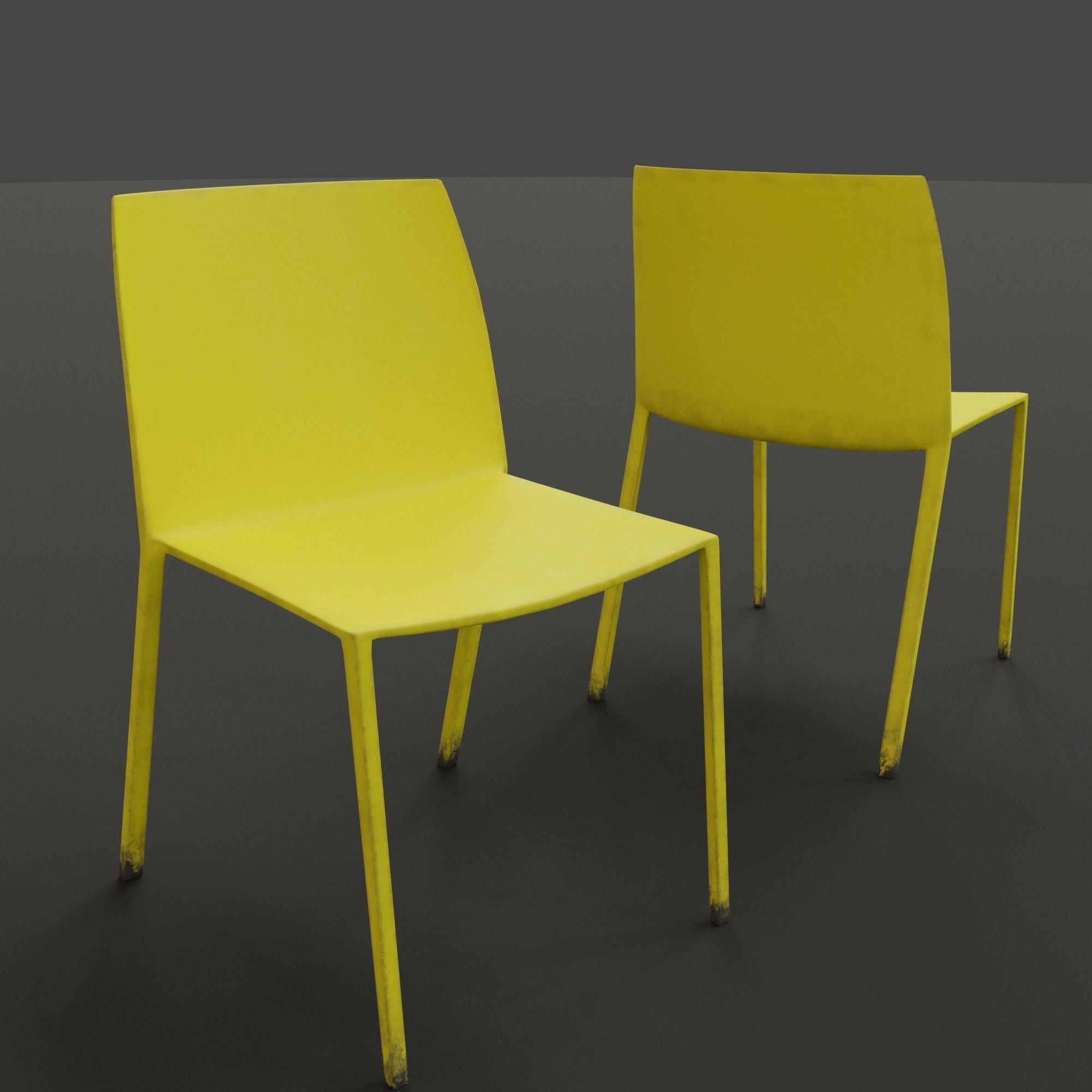 Stackable Plastic Chair Low-poly 3D model_10