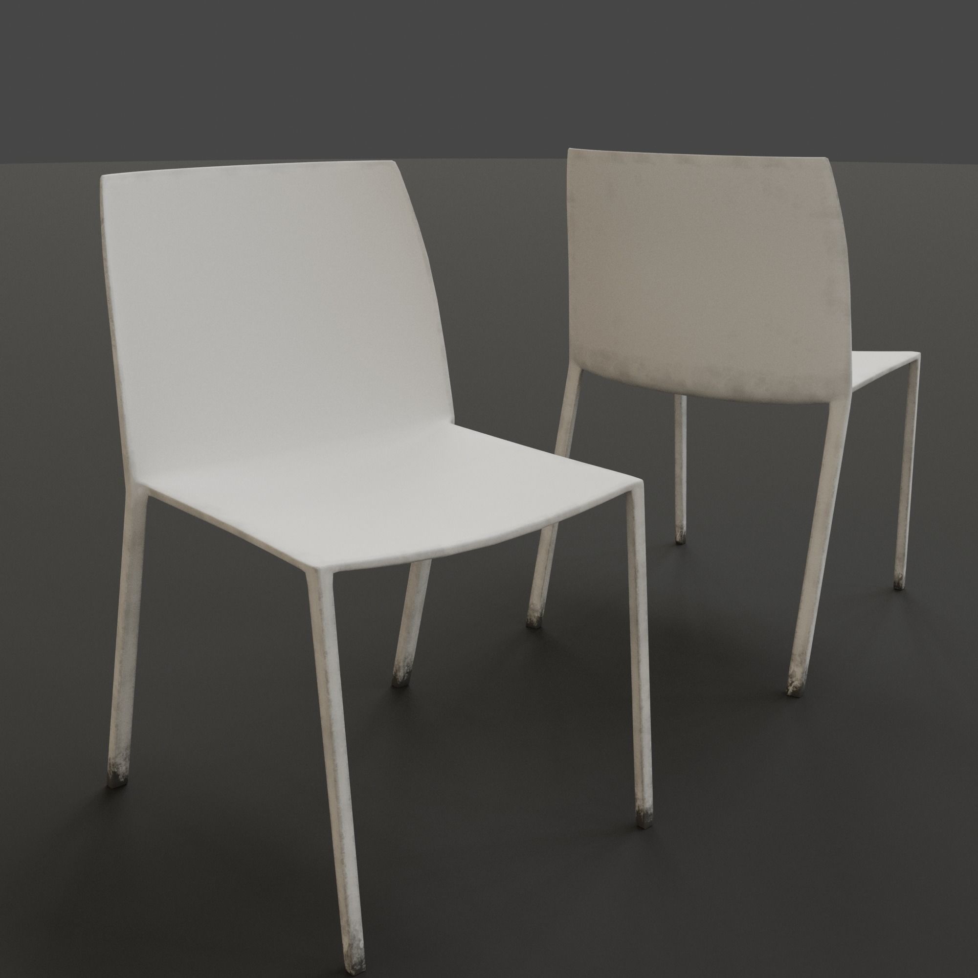 Stackable Plastic Chair Low-poly 3D model_9