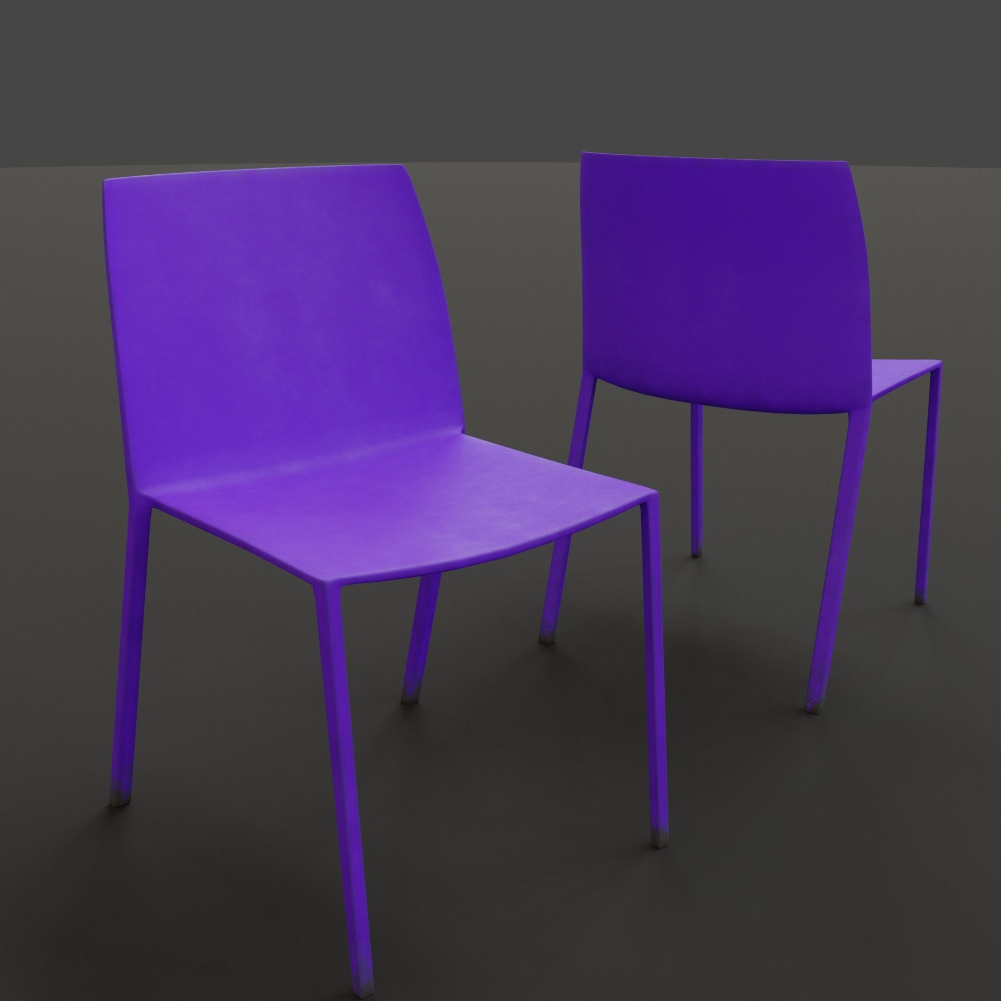 Stackable Plastic Chair Low-poly 3D model_7